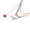 Heartbeat Tibetan Style Alloy Pendant Necklaces X1-NJEW-TA00006-5