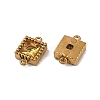 Ion Plating(IP) 304 Stainless Steel Cubic Zirconia Square Links Connector Charms STAS-K256-24G-09-2