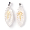 Natural Quartz Crystal Gold Sun Pattern Pendants G-L524-14P-07-1