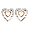 304 Stainless Steel Two Tone Heart Stud Earrings EJEW-C142-14PG-4