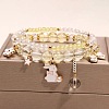 2Pcs 2 Styles Plastic & Glass Beaded Stretch Bracelets FS-WGE3E77-06-1