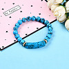 Synthetic Bklue Turquoise Beads Stretch Bracelets BJEW-T022-04J-1