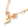 Heart Brass Charm Bracelets for Women BJEW-P342-18G-2