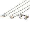 Flat Round Plastic Imitation Pearl Pendant Necklaces & Bracelets & Stud Earrings Sets SJEW-C004-02P-2