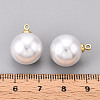 Brass & ABS Plastic Imitation Pearl Pendants KK-N261-14mm-121G-3