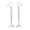 Tarnish Resistant Curb Chains with Charm Long Dangle Earrings EJEW-JE04963-4