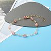 Natural Strawberry Quartz Beads Anklets Set for Girl Women AJEW-AN00450-03-5