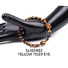 Natural Tiger Eye Pyramid & Synthetic Blue Goldstone Beaded Stretch Bracelet PW-WG46847-02-1