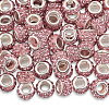 80Pcs Polymer Clay Rhinestone European Large Hole Beads with Silver Color Plated Brass Cores FPDL-LT0001-02C-7