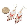 Woven Seed Beads & Natural Red Jasper Tassel Earrings EJEW-MZ00154-01-3