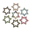 Rack Plating Brass Micro Pave Cubic Zirconia Star Linking Rings KK-A234-004G-1