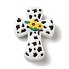 Cross with Sunflower Food Grade Silicone Focal Beads SIL-D006-01-1