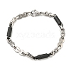 Two Tone 304 Stainless Steel Column & Cross Link Chain Bracelet BJEW-B078-34BP-1