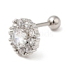 Brass Micro Pave Clear Cubic Zirconia Stud Earrings EJEW-L265-12P-1