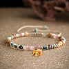 Adjustable Natural Picture Jasper & African Turquoise(Jasper) & Strawberry Quartz Beads Braided Bead Bracelets SX3776-3