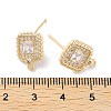 Brass Micro Pave Cubic Zirconia Stud Earring Findings KK-E107-21G-3