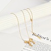 Ion Plating(IP) 304 Stainless Steel Bowknot Pendant Cable Chain Necklaces for Women NJEW-P320-12A-G-1