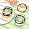 Natural & Synthetic Gemstone Round Beaded Stretch Bracelets BJEW-JB09881-2