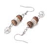 Natural Coconut Bodhi & Alloy Dangle Earrings EJEW-JE06173-02-4