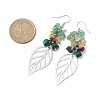 Leaf 201 Stainless Steel Natural Citrine & Natural Green Aventurine & Natural Malachite & Natural Garnet Chip Dangle Earrings EJEW-JE06138-02-3