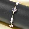 Brass & Glass Link Chain Bracelets for Women BJEW-F517-02G-01-3