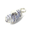 2Pcs Electroplated Natural Quartz Crystal Dyed Copper Wire Wrapped Pendants PALLOY-JF03164-02-4