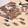 FIBLOOM 4 Pairs 4 Colors Bling Flower Inner Glass Teardrop Dangle Earrings EJEW-FI0001-06-7