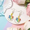 Heart Alloy Enamel & Brass Ring Dangle Earrings for Women EJEW-JE05922-2