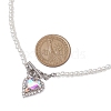 Heart Brass Pave Glass Rhinestone Pendant Necklaces NJEW-JN04954-3