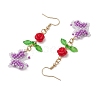 Glass Seed Beads Butterfly Dangle Earrings EJEW-MZ00347-05-4