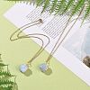 Natural Aquamarine Hexagon Wrapped Pendant Necklace with 304 Stainless Steel Chains NJEW-JN04022-10