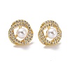 Clear Cubic Zirconia Flower with Plastic Pearl Stud Earrings EJEW-A072-06LG-1