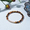 Round Natural Tiger Eye Beads Stretch Bracelet for Girl Women BJEW-JB07151-02-2