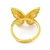 Butterfly Brass Micro Pave Cubic Zirconia Adjustable Rings for Women RJEW-U003-27B-G-3
