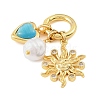 Brass Micro Pave Clear Cubic Zirconia & Plastic Imitation Pearl & Resin Pendants CU-CBA1242-01E-G-2