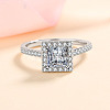 Square Rhodium Plated 925 Sterling Silver Pave 6.5x3.9mm Moissanite Finger Rings for Women WG02E28-06-1