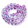 Transparent Spray Painted Glass Bead Strands X-GLAA-N035-03D-B05-2