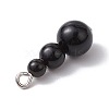 Natural Obsidian Round Beaded Pendants PALLOY-JF02867-07-4