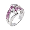 Brass Micro Pave Cubic Zirconia Cuff Open Rings for Women RJEW-L343-12P-02-4