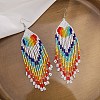 Glass Beaded Tassel Dangle Earrings PW-WG87022-01-1