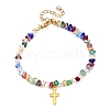 Alloy Cross Charm Bracelets BJEW-JB12323-01-2