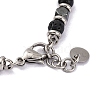 Natural Lava Rock & Magnetic Synthetic Hematite Round Beaded Bracelet X-BJEW-P339-02P-08-3