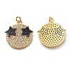 Brass Micro Pave Clear & Black Cubic Zirconia Pendants ZIRC-SZ0001-24-2