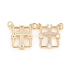 Brass Micro Pave Clear Cubic Zirconia Pendants ZIRC-Q025-02G-1