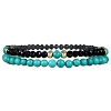 Synthetic Turquoise & Brass Stretch Bracelets PW-WG3F67C-01-4