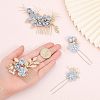 Bridal Alloy Rhinestone Hair Combs & Hair Forks Set PHAR-WH0015-06G-3