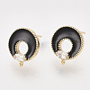 Real 18K Gold Plated Brass Enamel Stud Earring Findings X-KK-T038-575A-G-NF-2