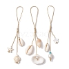 Natural Cultured Freshwater Pearl & Dyed Synthetic Turquoise & Clam Shell Mobile Straps HJEW-JM01902-1