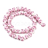 Handmade Flower Printed Porcelain Ceramic Beads Strands X-PORC-M005-8mm-03-2