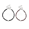 2Pcs Natural Garnet & Synthetic Blue Goldstone Round Beaded Bracelets for Men Women BJEW-JB12336-2